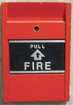 Red fire alarm switch.