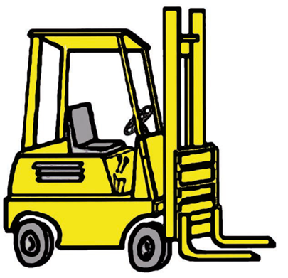 Title: Lift trucks - Description: Illustration of a yellow lift truck.
