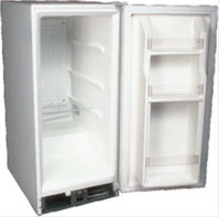 Refrigerator - a standard white open refrigerator.