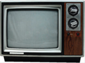 Television - an old box television set.