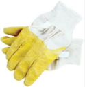 Pair of yellow and white safety gloves.