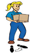 Woman holding and moving a box correctly.