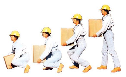 Worker lifting boxes by bending and using his legs and keeping the object close.