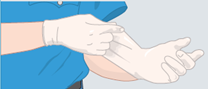 Un personne mets des gants  -Illustration d'une personne mettant des gants.