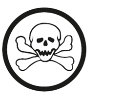 Title: Symbole de produit provocant un empoisonnement  - Description: Illustration d'une tte de mort sur deux os dessins  l'intrieur d'un cercle.  