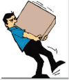 Les gestes  viter - Un homme porte un carton extrment lourd.