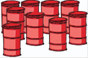 Title: Des barils - Description: Illustration de 9 barils rouges.