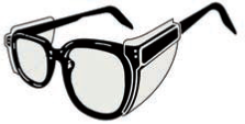 Title: Lunettes  crans latraux de protection - Description: Illustration d'une paire de lunettes  crans latraux de protection