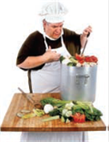 Title: Un cuisinier  - Description: Image d'un cuisinier portant un tablier et une coiffe.
