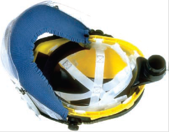 Casque intégral vu de l'intérieur  -Image d'un casque intégral vu de l'intérieur. On voit q'un système de ventilation est prévu. 