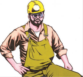 Un employé de chantier  - Illustration d'un employé de chantier. Il porte des lunettes.
